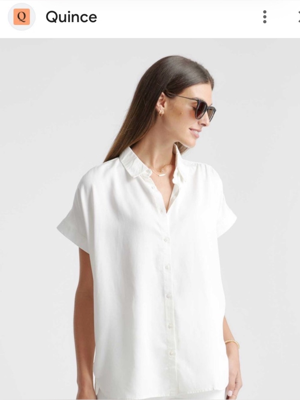 Quince Women's White Short-Sleeve Button-Down Blouse
